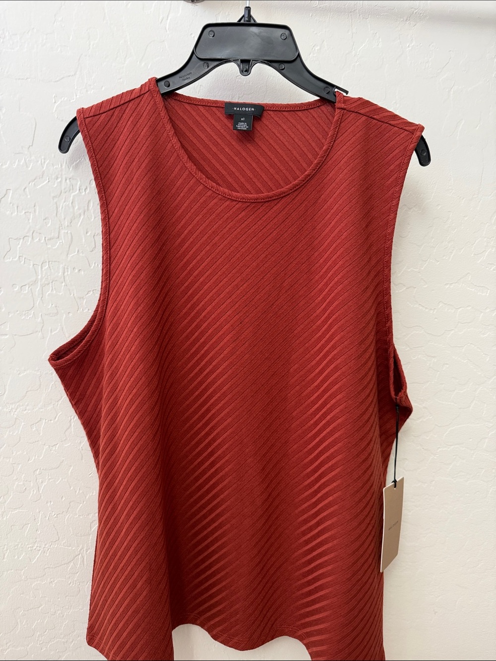 Halogen Ribbed Sleeveless Tank Top - Rust Red